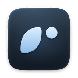 The Rill app icon, Tinted: an icy blue leaf and dot on a midnight-navy tile